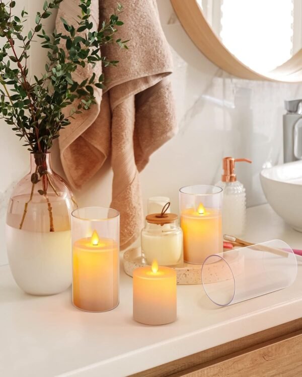 Pack of 3 (Φ 3" x H 4"/5"/6") LED Flameless Battery Operated Candles with Remote and Timer - Image 4