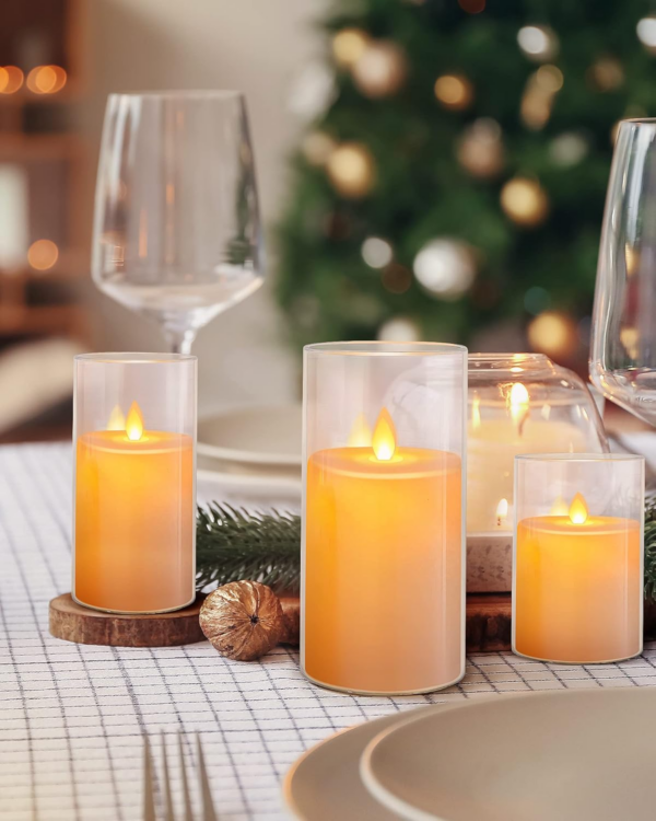 Pack of 3 (Φ 3" x H 4"/5"/6") LED Flameless Battery Operated Candles with Remote and Timer