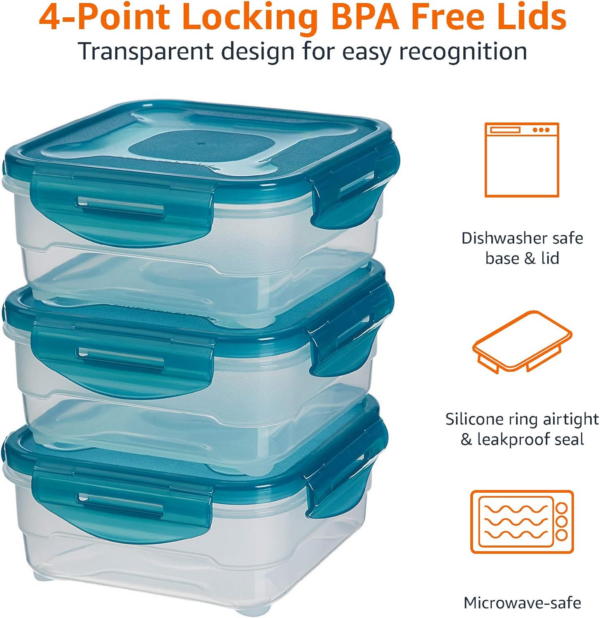 Air-Locked Leak-Proof, Stackable & Airtight Fridge/Freezer Containers with Lids - Image 5