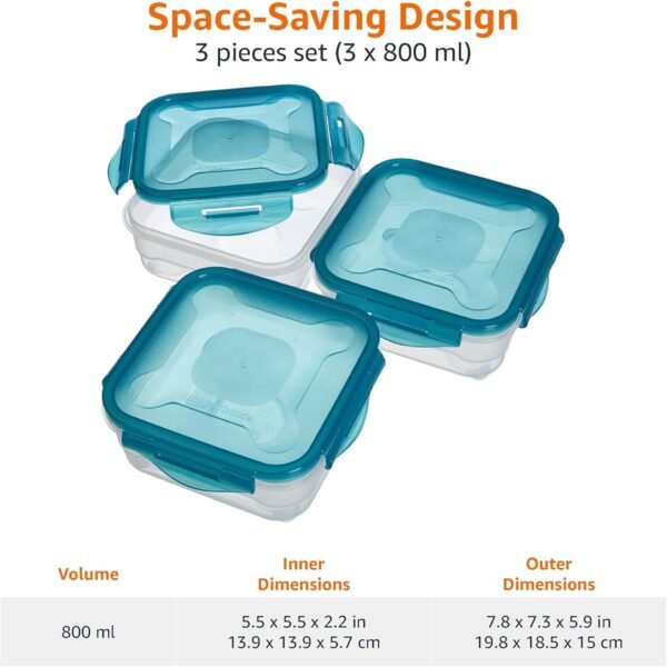 Air-Locked Leak-Proof, Stackable & Airtight Fridge/Freezer Containers with Lids - Image 4