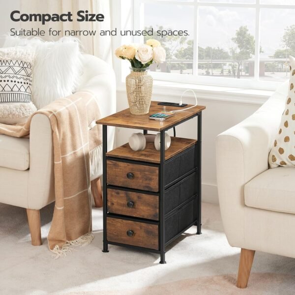 Slim Bedside Table with Charging Station - Image 4