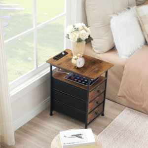 Slim Bedside Table with Charging Station