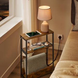 Slim Side Table with Charging Station