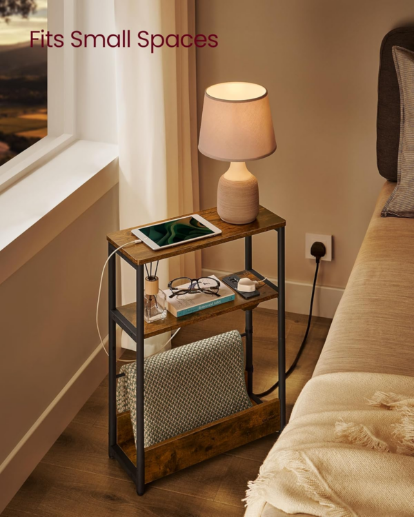 Slim Side Table with Charging Station