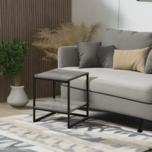 Camnus Modern Living 2-Tier End Table, Side Table, Nightstand, French Oak Grey
