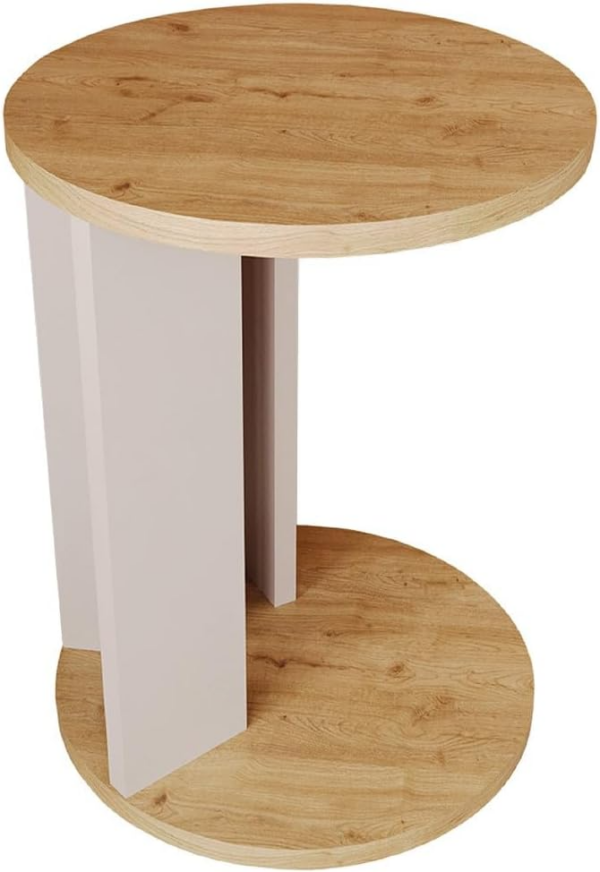 Small End Table - Modern Round Side Table in Warm Oak - Image 2