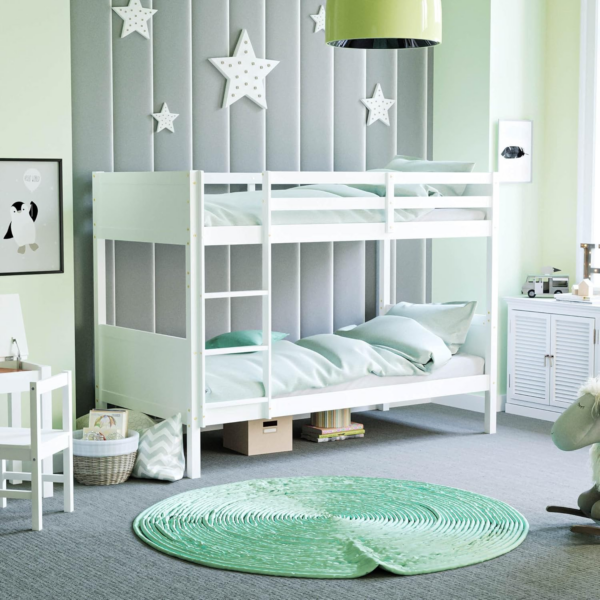 Bunk Bed Detachable Kids Children Single 3ft Bed Frame Pine Wood (White)