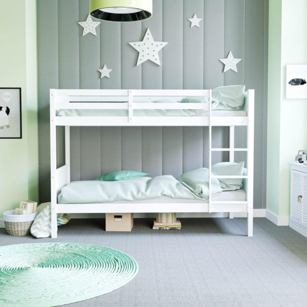 Bunk Bed Detachable Kids Children Single 3ft Bed Frame Pine Wood (White) - Image 5