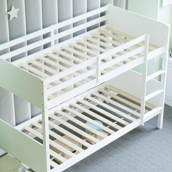 Bunk Bed Detachable Kids Children Single 3ft Bed Frame Pine Wood (White) - Image 4