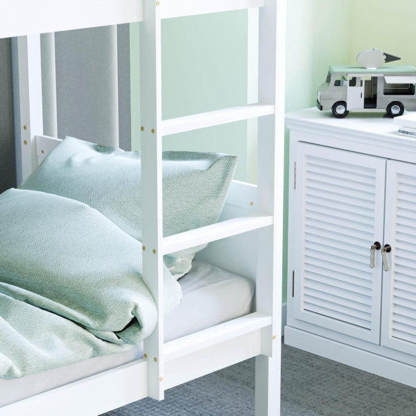 Bunk Bed Detachable Kids Children Single 3ft Bed Frame Pine Wood (White) - Image 2