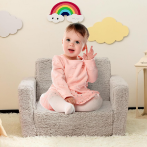 Kids Sofa Bed 2-in-1 Flip Out Cuddly Sherpa Toddler Couch Convertible Sofa