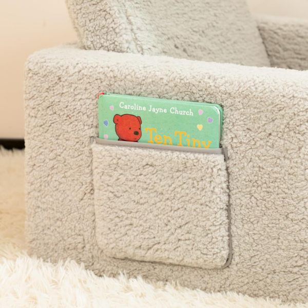 Kids Sofa Bed 2-in-1 Flip Out Cuddly Sherpa Toddler Couch Convertible Sofa - Image 3