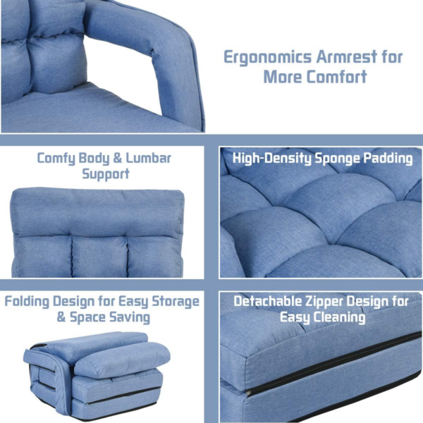 2-In-1 Folding Single Sofa Bed with Pillow - Image 6
