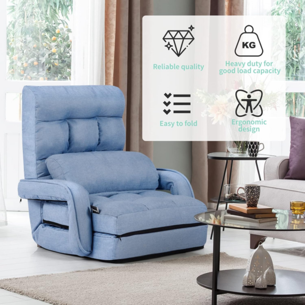 2-In-1 Folding Single Sofa Bed with Pillow - Image 5