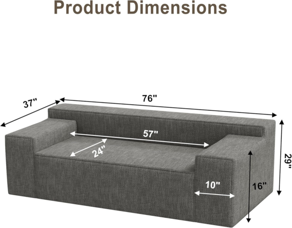 3 Seater Sofa, Sofa in A Box with 3 Couch Pillows - Image 6
