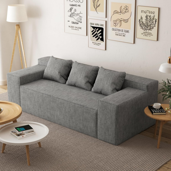3 Seater Sofa, Sofa in A Box with 3 Couch Pillows