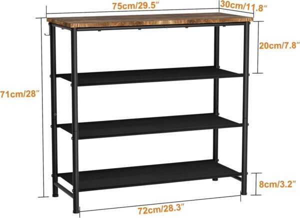 Shoe Rack, 4-Tier Shoe Storage Shelves with Wooden Top - Image 6