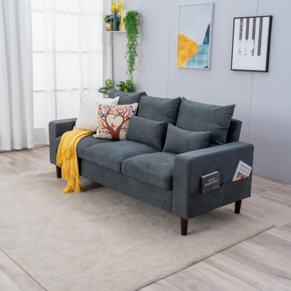 3 Seater and 2 Seater Sofas, Linen Fabric Couch - Image 2