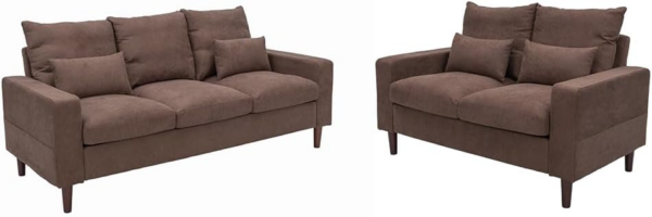 3 Seater and 2 Seater Sofas, Linen Fabric Couch