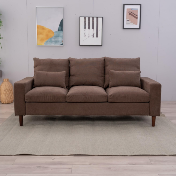 3 Seater and 2 Seater Sofas, Linen Fabric Couch - Image 3