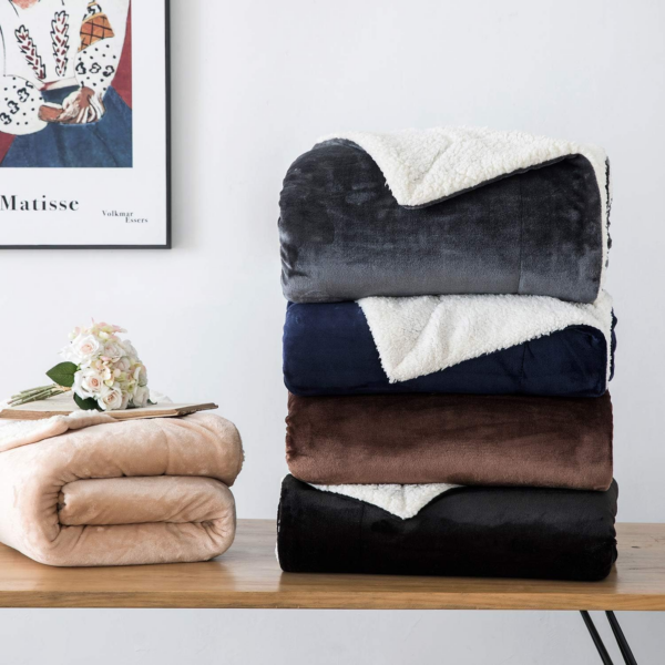 Sherpa Fleece Blanket Bed Throws Blankets - Image 2