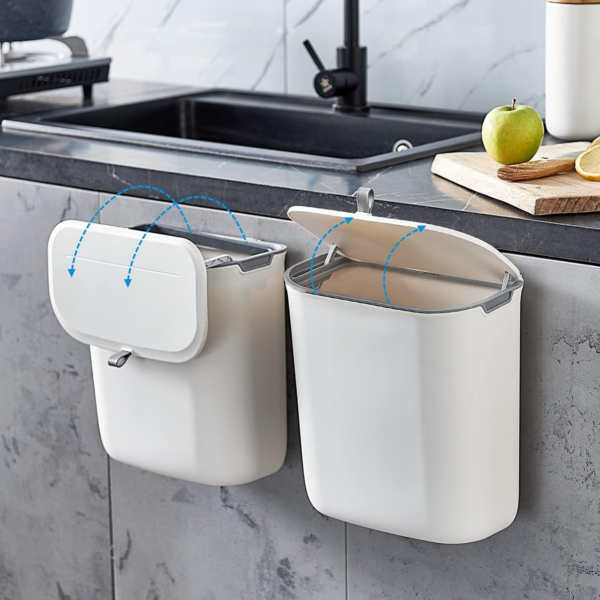 Kitchen Compost Bin, 9.5 Litre Hanging Trash Can with Lid - Image 6