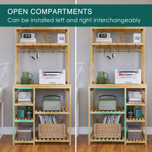 Kitchen Baker’s Rack, 6-Tier Bamboo Microwave Stand with Utility Storage Shelves - Image 2