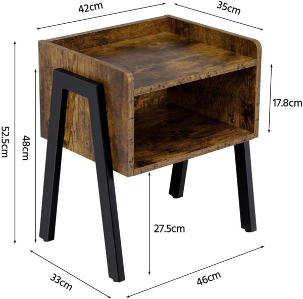 Bedside Table Set of 2 Industrial Nightstand Stackable End Table - Image 7
