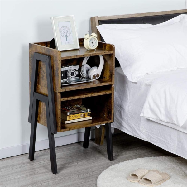 Bedside Table Set of 2 Industrial Nightstand Stackable End Table - Image 6