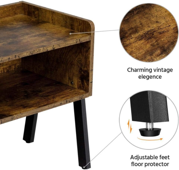 Bedside Table Set of 2 Industrial Nightstand Stackable End Table - Image 4