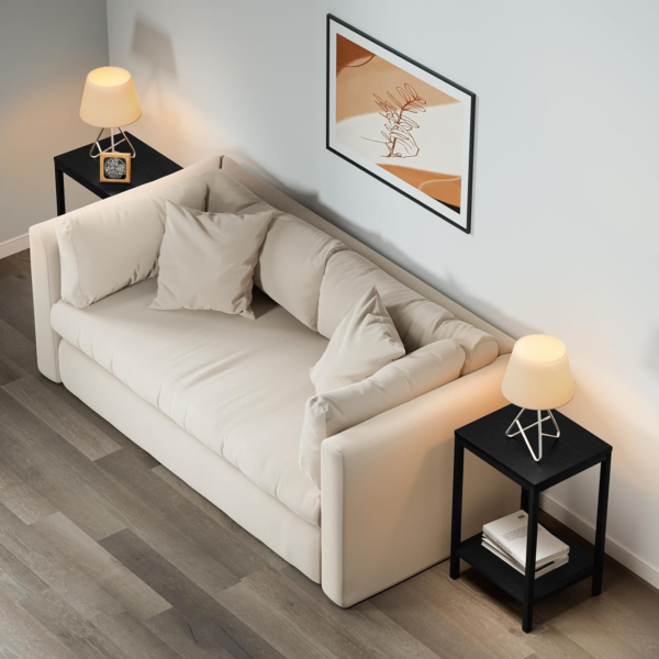 Small Black Side Table with Storage Shelf End Table - Image 5