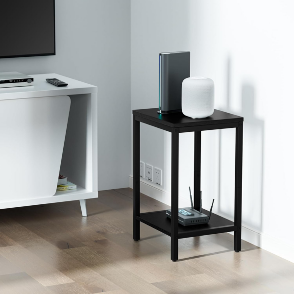 Small Black Side Table with Storage Shelf End Table - Image 3