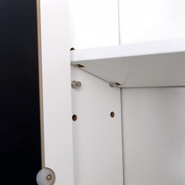 White Bathroom Wall Cabinet with Mirrored Double Doors Storage - Image 3