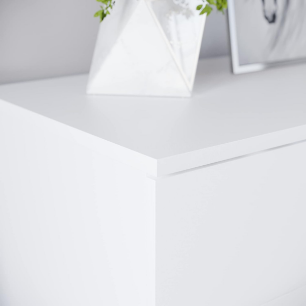 White Chest of Drawers, 5 Drawer With Metal Handles and Runners - Image 3