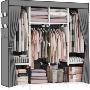 Canvas Wardrobe, Fabric Wardrobes With 4 Hanging Rails