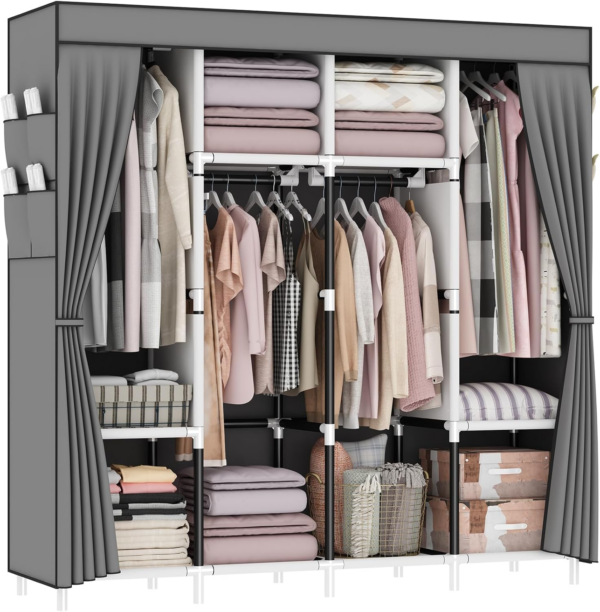 Canvas Wardrobe, Fabric Wardrobes With 4 Hanging Rails
