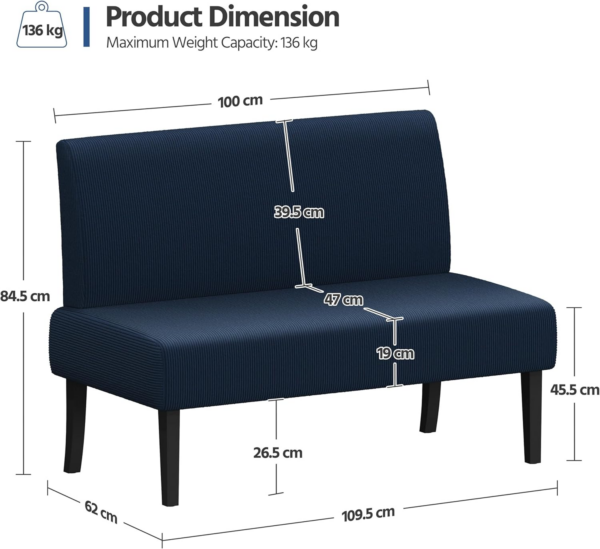 Small Sofa Fabric 2 Seater Loveseat Sofa Moder - Image 8