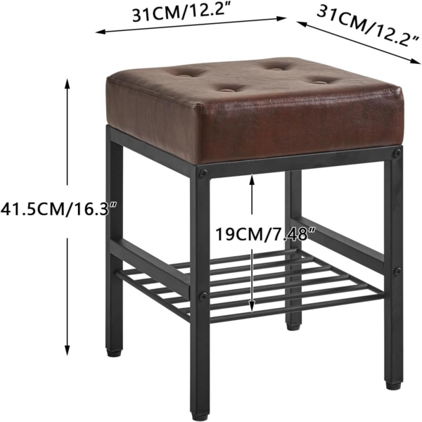 Square Makeup Stool with Adjustable Feet and Storage Space - Image 3