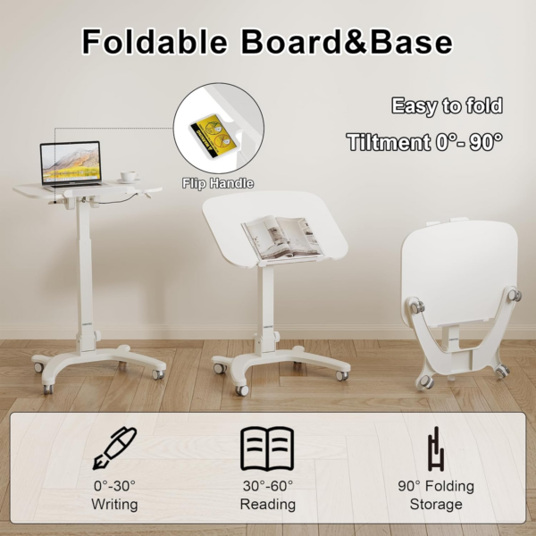 Foldable Board Computer Workstation with 4 Rolling Castors - Image 6