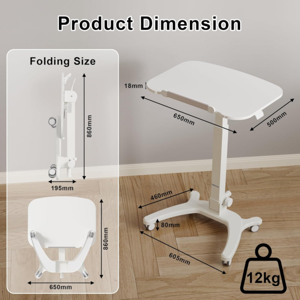 Foldable Board Computer Workstation with 4 Rolling Castors - Image 4