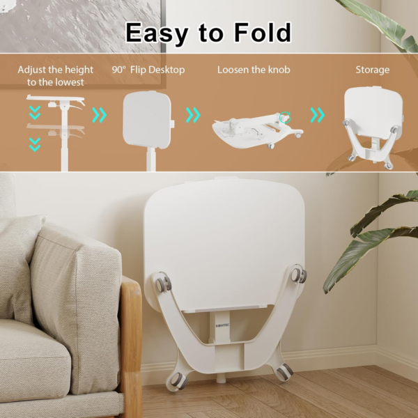 Foldable Board Computer Workstation with 4 Rolling Castors - Image 2