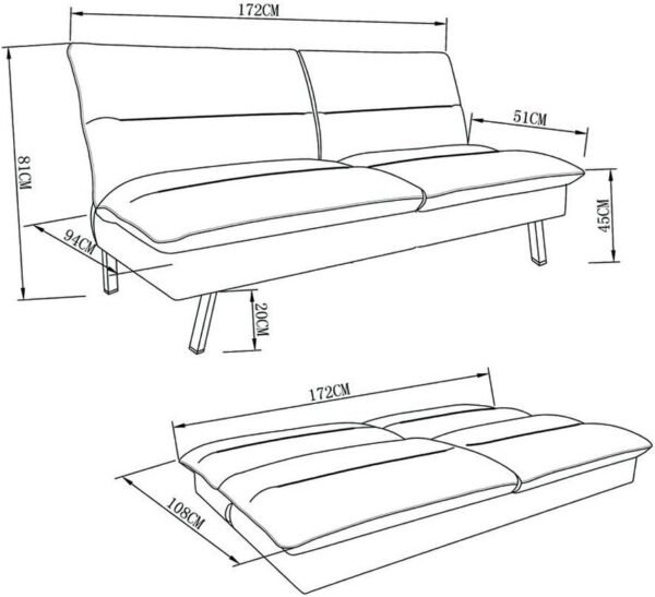 Air Leather Sofa Bed with Padded Seat - Image 3