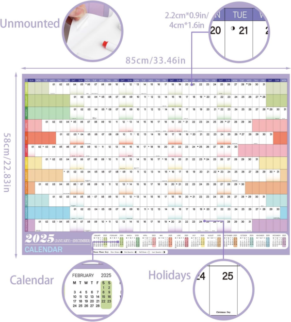 Wall Planners 2025,2025 Wall Calendar UK 2025 Wall Planner - Image 8