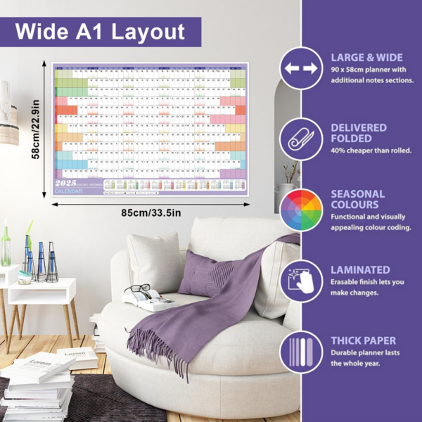Wall Planners 2025,2025 Wall Calendar UK 2025 Wall Planner - Image 6