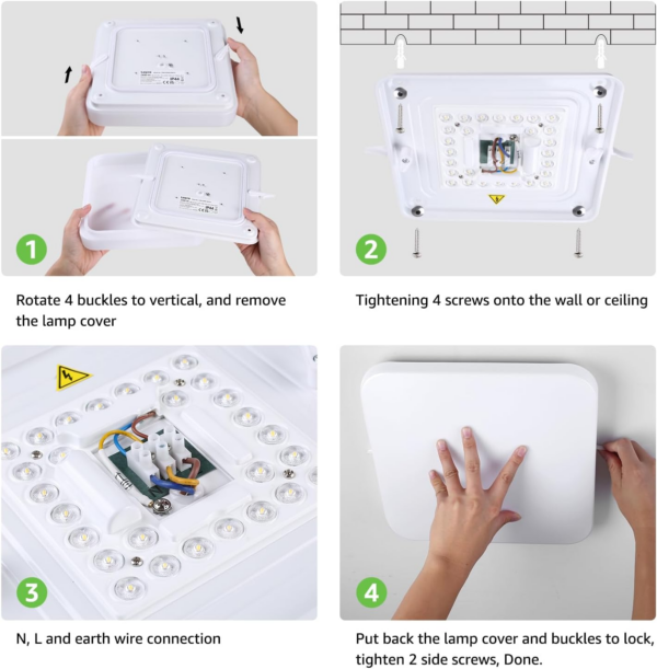 Ceiling Lights 24W, 2400lm Super Bright Square LED Ceiling Light - Image 4