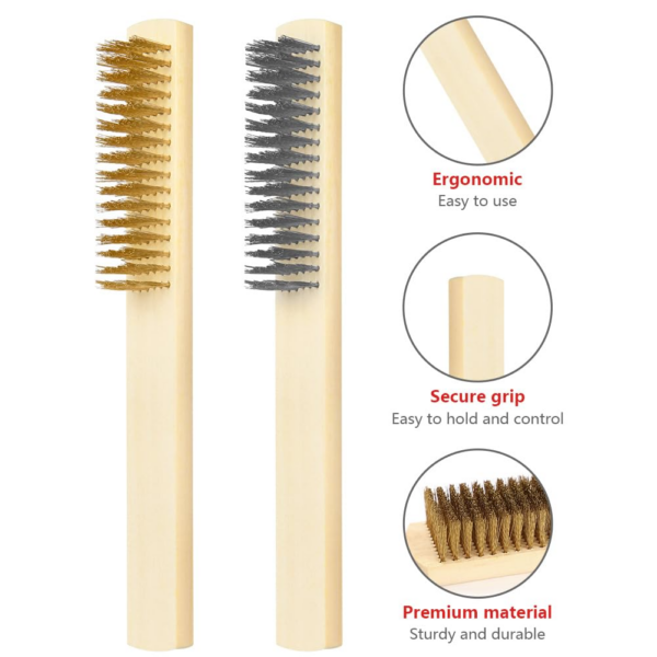 Set of 2 Wire Brush, Wooden Handle Universal Wirebrush - Image 6