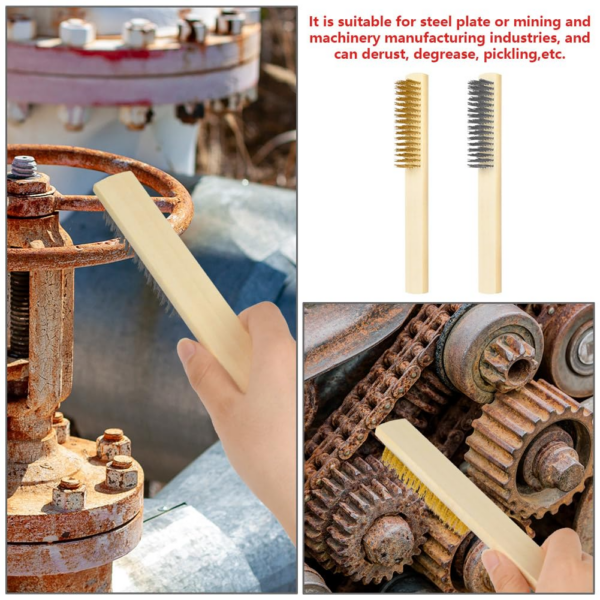 Set of 2 Wire Brush, Wooden Handle Universal Wirebrush - Image 5