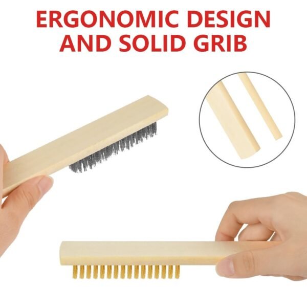 Set of 2 Wire Brush, Wooden Handle Universal Wirebrush - Image 4