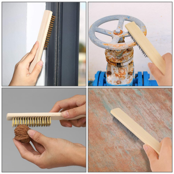 Set of 2 Wire Brush, Wooden Handle Universal Wirebrush - Image 2