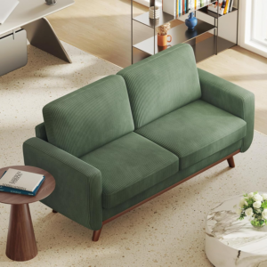 172cm Loveseat Sofa Green, Comfy Corduroy Couch with Spring Cushion